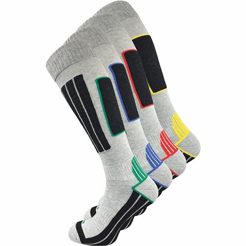 GAWILO Herren Skisocken mit Polsterung (4er-Pack) 20% wärmende Wolle