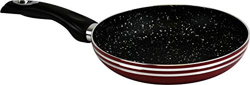 Non Stick Frying Pan Induction Pan with Heat Resistant Handle, Anti-Scratch, Granite, Egg Omelet Pan, Stone Cookware, Chef's Pan, Cooking Pan for Electric, Gas and Induction Hob (24cm Black & Red)