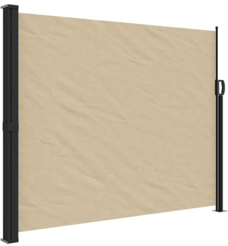vidaXL Seitenmarkise, Sichtschutz Ausziehbar, Windschutz Sonnenschutz für Garten Balkon Terrasse, Seitenrollo Seitenwandmarkise, Beige 160x600cm