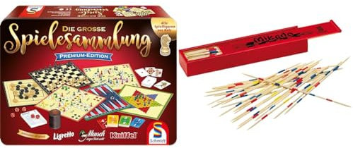 Schmidt Spiele 49197 Die große Spielesammlung Premium-Edition, in Einer Metallbox, Bunt[Exklusiv bei Amazon] & 40425 Mikado