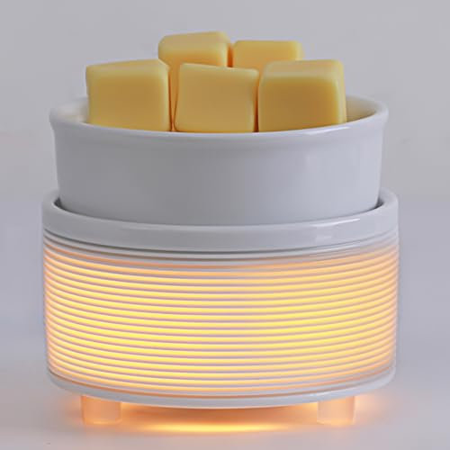 Electric Wax Burner Wax Melt Burner Ceramic Oil Burner Candle Wax Warmer Melter Fragrance Heating Plate for Scented Waxs Home Office Bedroom Bathroom Aromatherapy Gift& Décor- Horizontal stripes