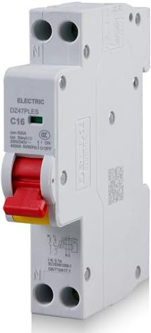 GOEDCH Disjoncteur Différentiel: 6KA Disjoncteur de Courant Résiduel 1P+N, Fuite Surcharge Court-Circuit Protection, Disjoncteur Différentiel 30 mA, Interrupteur 16A 230V pour la Décoration Domestique