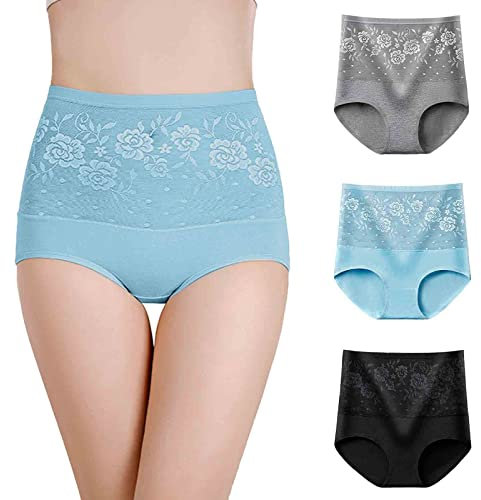 SRZYMJ Unterhosen Damen Baumwolle Hautfarben Seamless Panties High Waist Unterwäsche Frauen Baumwolle Sexy Taillenslip 10Er Pack Tangas Set Slips Baumwolle Hohe Taille Strings 10Er Pack Schwarz
