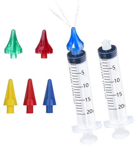 ETTSNU 20mL Ear Syringes for Removing Ear Wax, Cleaning Water Irrigation Kits with 3 Penta-Stream Tips and 3 Tri-Stream Tips Improved Hearing Clarity and Aural Hygiene (clear)