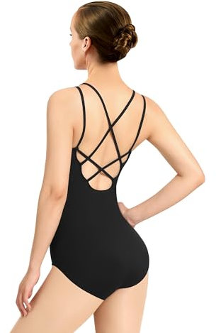 Mulnall Damen Tanz Ballett Camisole Trikot Crisscross Straps Back, Full Front-Futter(23938-06-L)
