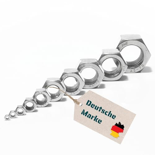 YOURKON Mutter DIN 934 V2A rostfreier Edelstahl M1,6 bis M64 Sechskantmutter (50 Stück, M2.5)