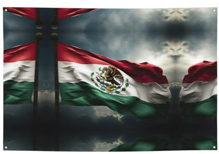 Bandera de México para decoración de interiores, porche, patio, logotipo, tapiz de fondo, bandera de 47 x 71 pulgadas