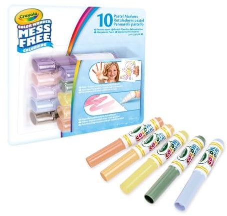 CRAYOLA - Color Wonder, Jeu de 10 Feutres Anti-Tache avec des Encres Transparentes, Couleurs Pastel, Maxi Pointe, 3 Ans et Plus, 75-7019