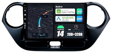 BXLIYER Android 14 Autoradio für Hyundai Grand I10 (2013-2018) Sat NAV - Kabellos CarPlay Android Auto - Rückfahrkamera - 2G+32G - IPS 9 Zoll 2 Din - DAB Lenkradsteuerung Dual Band WiFi DSP Bluetooth