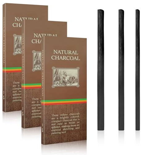 30 PCS Charcoal Sticks, Black Willow Charcoal 3-5mm, 5-7mm, 7-9mm Mixed Pack of Three Sizes Drawing Tools CharcoalPencils for Artists Students and Hobbyists