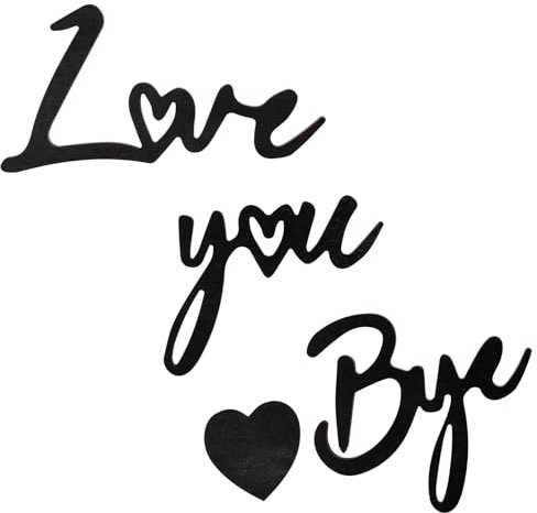 Love You Bye Wood Sign, Black Large Modern Letter Wall Decor Love You Bye Door Art Sign to Express & Warm for Family for Above Front Door Home Hallway Entryway