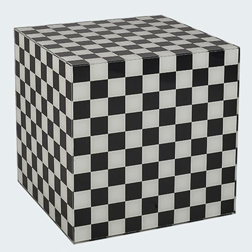Zkfpet Checkerboard Coffee Table, Gaming Side Table, Acrylic Display Boxes, for Living Room, Patio(Black)