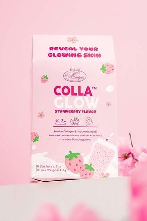 Colla Glow Marine Collagen Powder, Strawberry Flavour, 50000mg, 10 Sachets
