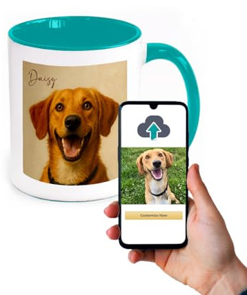 Personalised Mug with Oil Painting Pet Portrait of Your Dog Handmade from Photo, Unique Custom Personalised Gifts for Dog Lovers