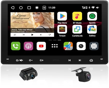 ATOTOOUT Radio Coche 2 DIN con CarPlay y Android Auto - QLED Pantalla Táctil de 9 Pulgadas, con Bluetooth, Wi-Fi, USB, 4G y Incluye DSP, GPS, Salida HDMI, Cámara Doble 1080P, 4GB+32GB, S8G2094MS