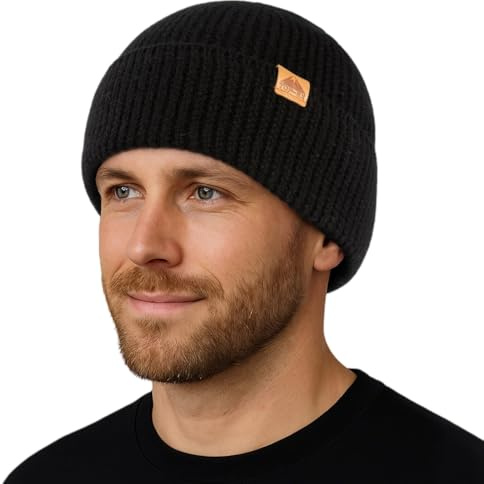 TOP-EX 70% Merinowolle Beanie Herren Damen mit Fleece Wärme Wintermütze | 70% Merinowolle, volles Fleecefutter, atmungsaktive Wärme, dehnbarer Cuff, M/L-L/XL, Laufen, Ski, Wandern, Pendeln, Outdoor