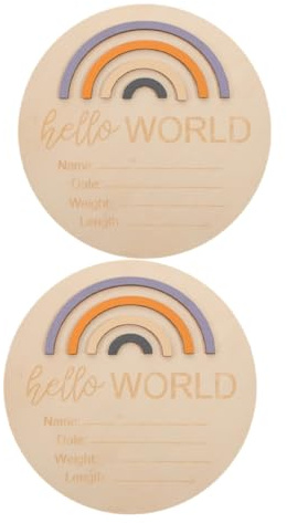 HEALSOPTHY 2 Stück Teiliges Holz Monatskarten Fortschrittsdekoration Foto Requisiten Neugeborene Geschenk Willkommen Babyzimmer Deko Unisex