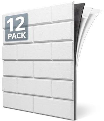 Kuchoow Schallschutzplatten Wandpaneele Weiß Selbstklebend für Wand, Tür | 12 Stück Ziegel Schalldämmung Paneele mit MLV Schallisolierung und Schallabsorption für Büro, Studio, Zimmer, 30x30x1.02 cm
