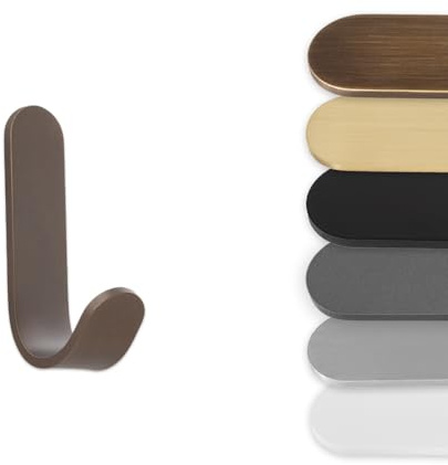 EVI Herrajes | Appendiabiti a forma di gancio da parete in ottone, finitura rustica | Installazione adesiva | Per appendere vestiti, asciugamani o accessoris | Mod. 183ADLRU | Ottone Finitura Rustica | Per appendere vestiti, asciugamani o accessoris | Mod. 183ADLRU
