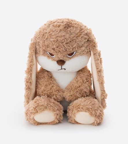 ZEIO Stofftier Grumpy Bunny Plüschhase mit Schlappohren, kuschelig, weich, kuschelig, perfekt als Geschenk, 42,9 cm, Dunkelbraun