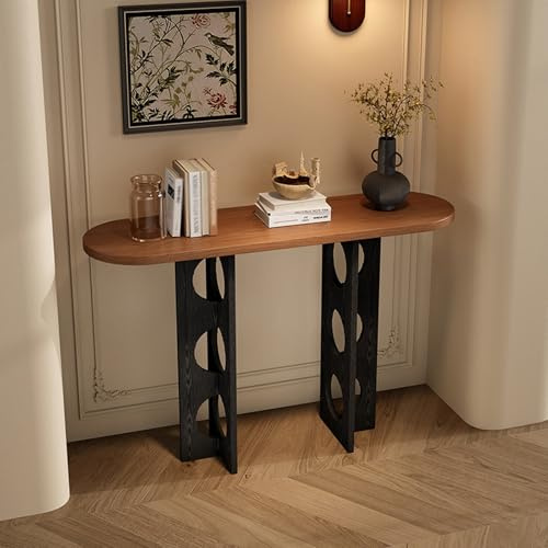 Console Moderne en Bois Massif - Table d'entrée pour Couloir ou Vestibule avec Pieds Ronds Creux, Table d'appoint Stable pour la décoration du Salon.(D,80cm/31.4in)
