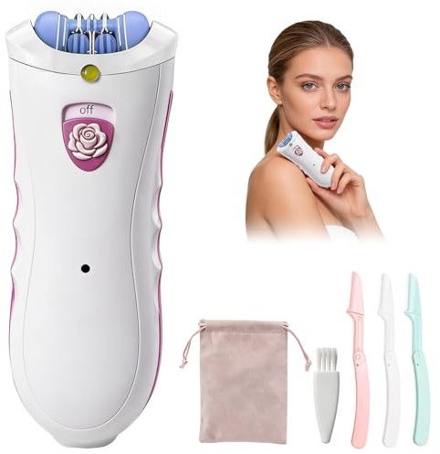 Facial Epilator for Women, Electric Hair Removal Device for Face and Body, Painless Reusable Epilator for Women Cordless with LED Light, Portable Lady Shaver for Peach Fuzz, Upper Lip, Bikini and Arms