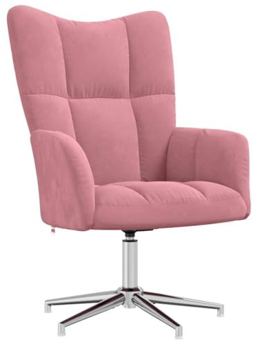 HFXHIJXQ Fauteuil relax en velours rose 62 x 68 x 91 cm avec fonction rotative à 360 °, rembourrage en mousse, structure en acier – Design moderne pour salon, chambre à coucher, bureau