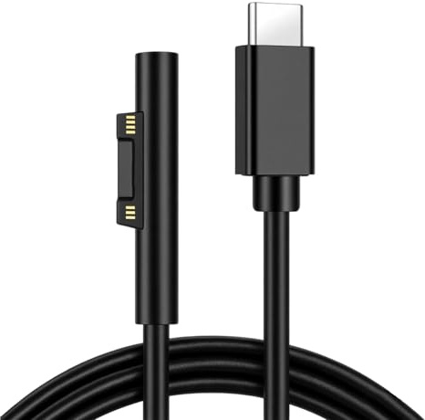 Surface Connect to USB-C Charging Cable 1.5m, 45W 15V/3A PD Fast Charger Cord Compatible with Microsoft Surface Pro 7/6/5/4/3, Laptop 1/2/3, Go 1/2, Magnetic Connector