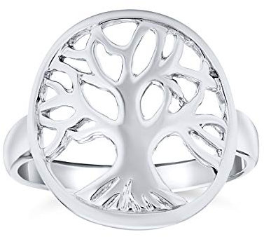 Anneau Arbre de Vie Celtique Cercle Ouvert Rond pour Femme pour Adolescente en Argent Sterling 925