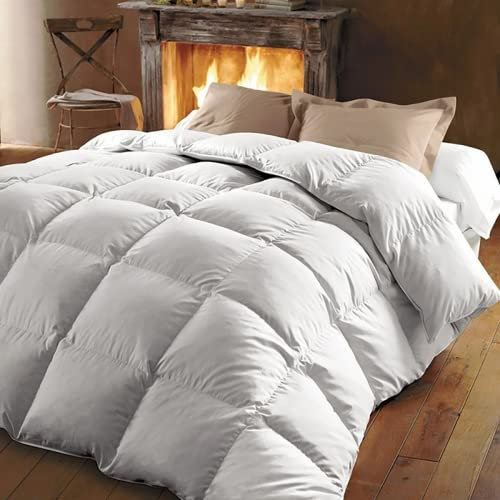 Alpes Blanc - Couette Naturelle en Plume 360g/m² - 220x240 cm – Chaude et Respirante – Lavable - Fabrication Française - Garnissage Neuf