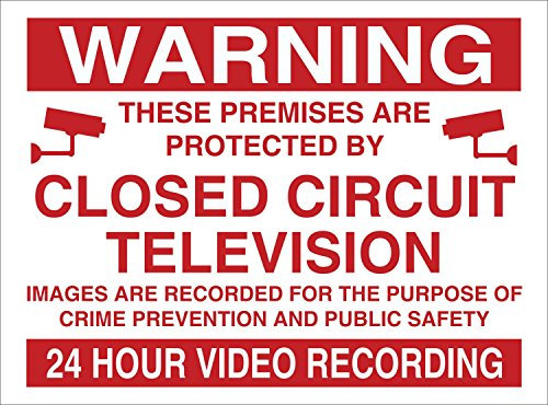[WOOTTON INDUSTRIES LIMITED] Warning 24HR Video Recording Sign Rigid Plastic Printed [200mmx150mm] CCTV Security Crime Prevention
