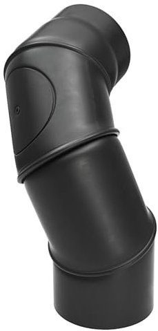 raik Rauchrohrbogen/Ofenrohrbogen Multibogen mit Tür 4-teilig 0-90° drehbar 180 mm Durchmesser 2 mm Stahlblech Schwarz SH062-180-sw