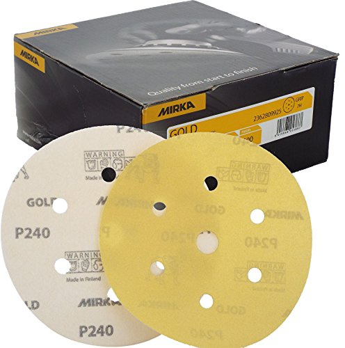 Mirka Gold Hook-It DA Sanding Discs Ø 150mm 6 240 Grit 6+1 Hole Sander Pads Suited for sanding at high speed and are classed as a highly durable product.
