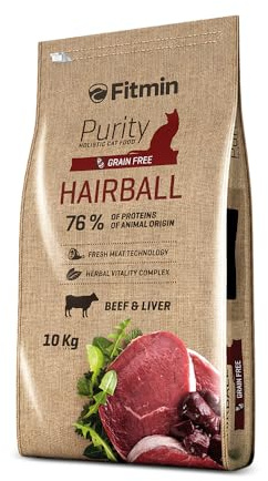 Fitmin Cat Purity Hairball | Katzentrockenfutter | Komplettes Futtermittel für Erwachsene Langhaarkatzen | 10 kg