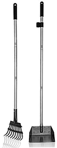 LMLMD Raccogli Cacca Cane per Paletta, Set di Pooper Scooper da 106cm a Manico Lungo per Cani, per Rimuovere la Cacca in Ambienti Esterni o Interni, Set 2 Pezzi