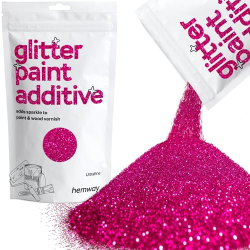 Hemway Glitter Paint Additive - Dark Rose Pink | 100g Ultrafine Metallic Flakes for Adding Sparkle to Paints & Wood Varnish | Add to Emulsion, Acrylic & Latex for Indoor Sparkly Walls