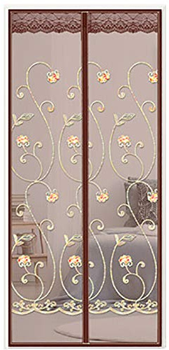 Cozomiz Zanzariera Magnetica Ignifuga 120x240cm, Rete Anti Zanzare, Versione Ricamo Caffè