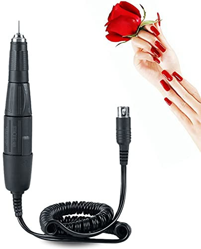 HURRISE Electric Nail Drill Handle,Nail Drill Replacement Handle Handpiece,Nail Drill Pen 0-35000Rpm Stainless Steel Nail Drill Tool for Beautymisc and Grinding 2.35Mm 65W(Black)