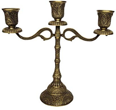 Tubayia Vintage Metall Kerzenhalter Kerzenleuchter Kandelaber Dekoration für Hochzeit Weihnachten Party (Bronze,3-armig)