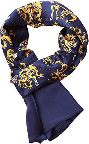 UK_Stone Klassisch Seidenschal Drache Blau Halstuch Herren Schal