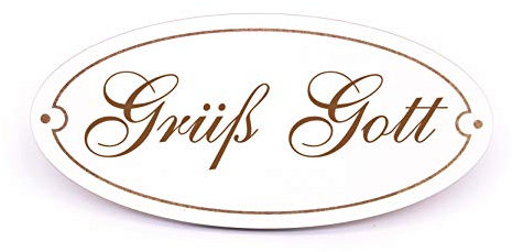 Schild Türschild Oval - Grüß Gott - selbstklebend Klingelschild Dekoschild 15x7cm