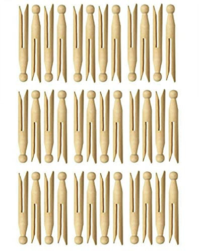 EPISENT | Wooden Dolly Pegs |11 cm | Clothes Pegs | Washing Line Pegs | Laundry Pegs | Woodcraft | For Making Doll, Craft & Decoration | Pack of (36)