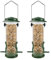 Urban Deco Vogelfutterhaus zum Aufhängen, Vogelfutterspender aus Metall, Futterhaus für Vögel für Garten, 2 Anschlüsse, strapazierfähig, wetterfest, 2 Packungen, Grün