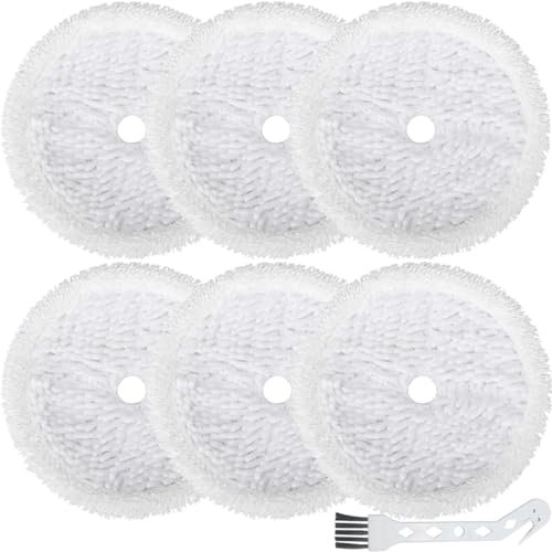 QAQGEAR SpinWave Soft Pads für Bissell 3115 SpinWave Hard Floor Expert Nass- und Trocken Roboter Staubsauger Zubehör Mikrofaser Reinigungs Pads mit Reinigungsbürste (6 Stück)