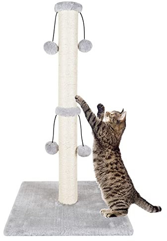Dimaka Kratzbaum für große Katzen, 86 cm, mit Spielball, Grau
