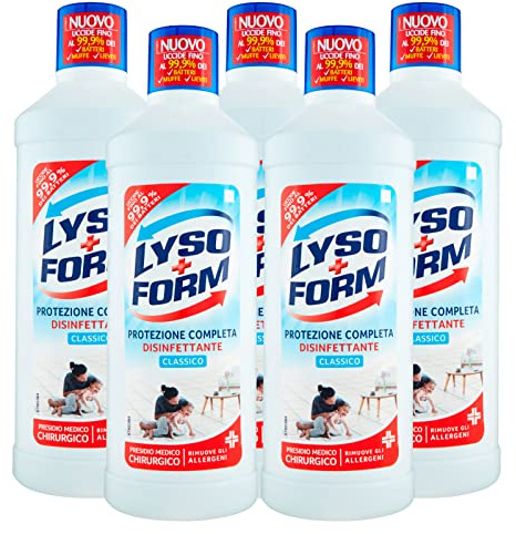 5x Lysoform Protezione Completa Disinfettante Classico Pavimenti Presidio Medico Chirurgico - 5 Flaconi da 1,25 litri ognuno