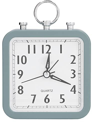 HERCHR Analoger Mini Wecker, Stille Uhr, Schwarz, 9.8 x 4.5 x 13.5 cm, Batteriebetrieben, Schlummerfunktion, Lauter Alarm, Analog Seniorenwecker für Schlafzimmer, Büro, Reisen