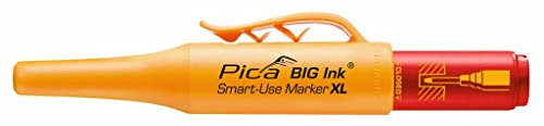 Pica BIG Ink rot 170/40, Smart-Use Marker XL, kräftige Markierungen, für glatte + trockene Oberflächen geeignet, mit XL Tintenvorrat, Ein-Hand-Bedienung, inklusive Köcherschoner, permanent