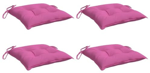 vidaXL Stuhlkissen 4 STK., Sitzkissen mit Bändern, Sitzauflage Outdoor Indoor, Stuhlauflagen Kissen für Gartenstuhl, Rosa 50x50cm Oxford-Gewebe