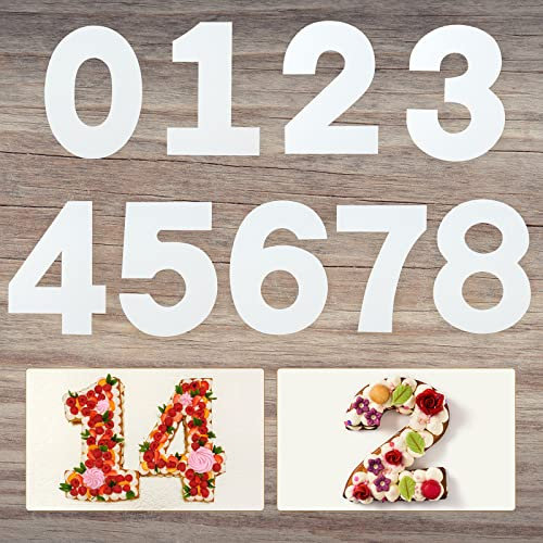 Schablonen, 9 Stück 0-8 Zahlen DIY Backen Kuchen Schablonen, Flache Plastikschablonen Zahlenform, Zahlenschablonen für Kuchen, Kekse, Hochzeit Geburtstag Party Dekoration (30CM)